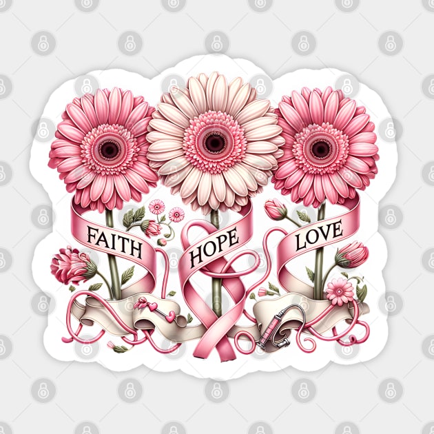 Faith Hope Love Breast Cancer Awareness Sticker by TooplesArt